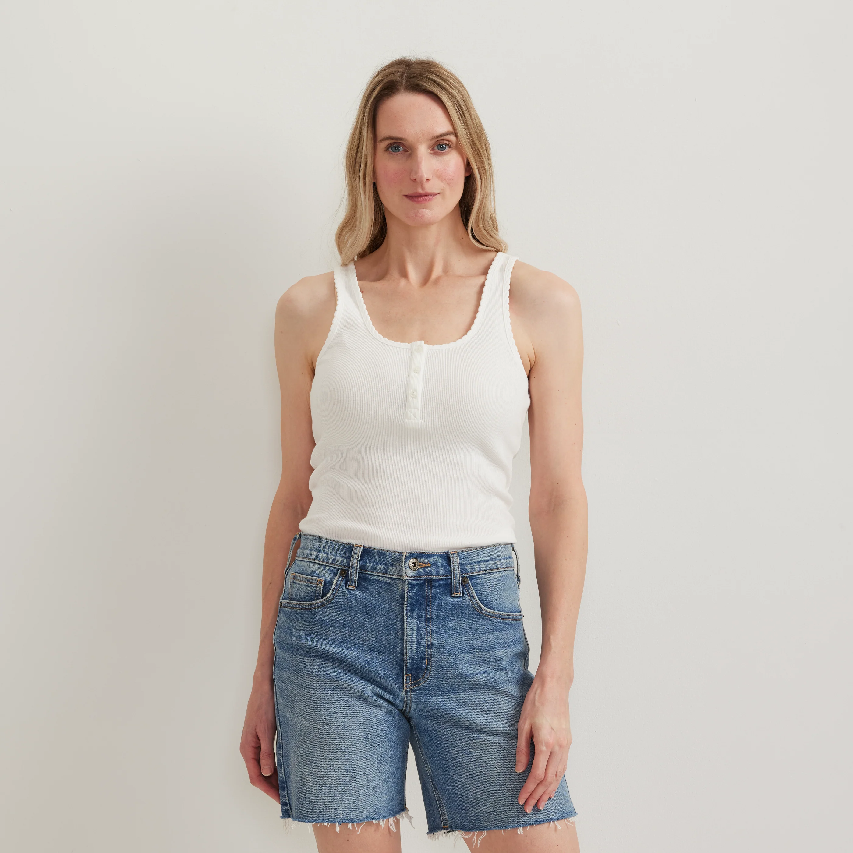 Women's Ribbed Henley Tank - Image 3